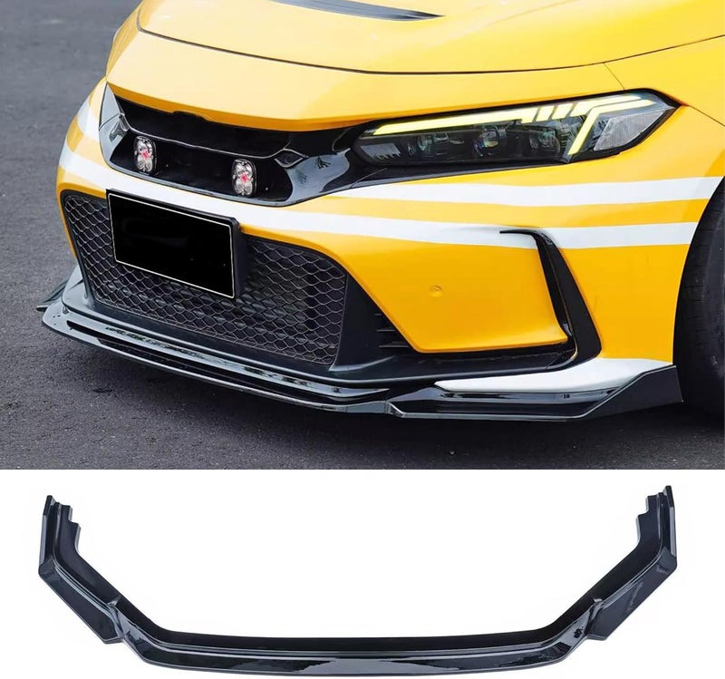 Sts.Ev01 Front Bumper Lip Splitter Spoiler Fit for Honda Civic Type R Type-R 2023 2024 2025, 3pcs Air Dam Chin Body Kit Underbody Lip Accessories (Gloss Black) - Image 1